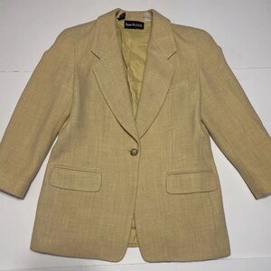 Vintage ANNE KLEIN II Women’s Wool Blazer Jacket Size Petite 10 Cream Beige